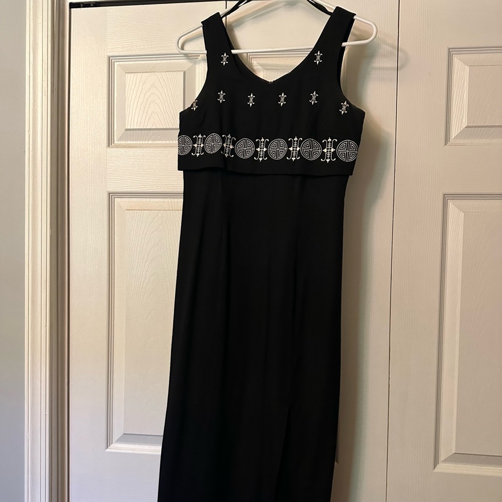 Black Embroidered Tank Dress